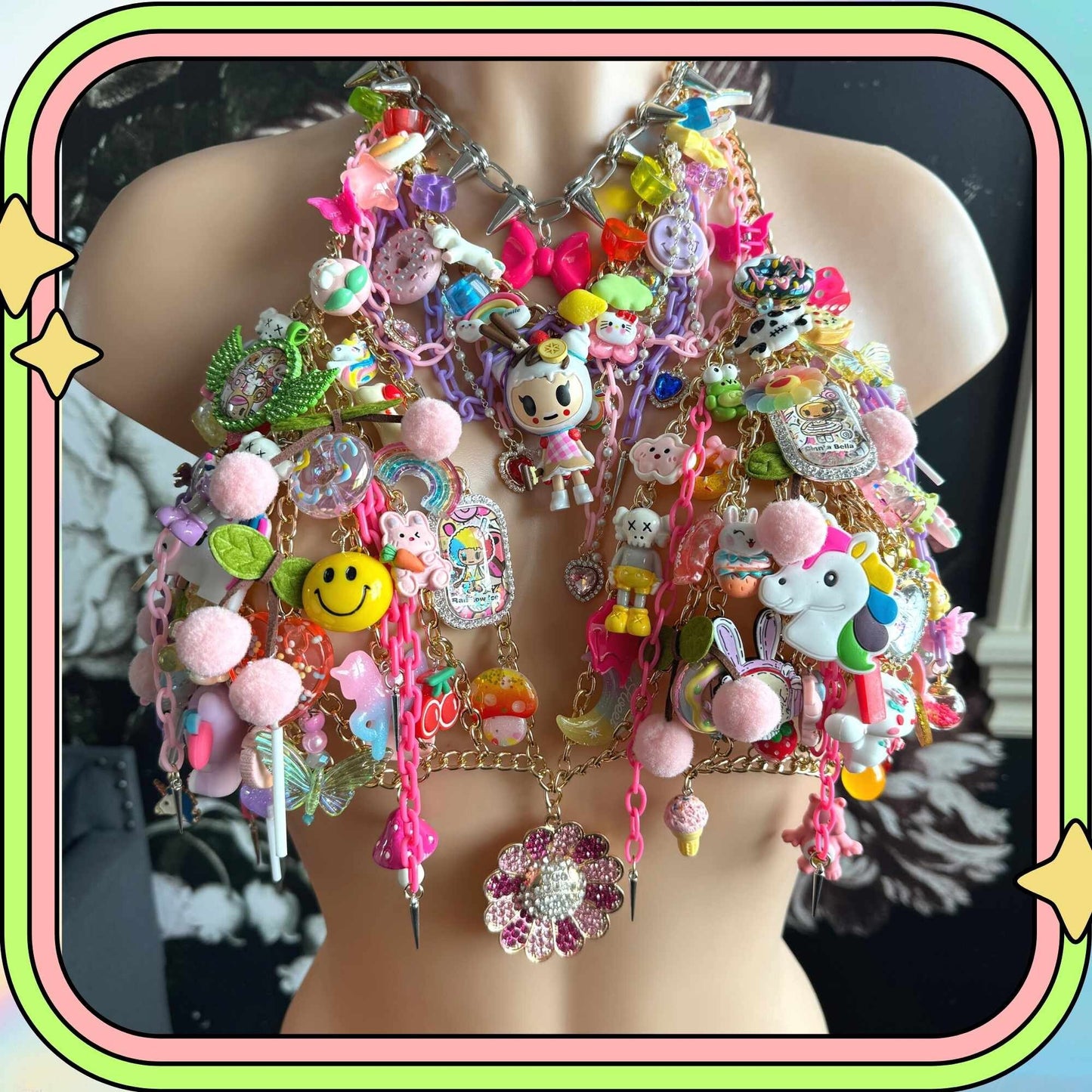 Custom Harajuku Clothing Kawaii Bikini Set Harajuku Photoshoot Outfit for Photoshoot Women Custom Bikini Charm Statement Outfit Rave Set